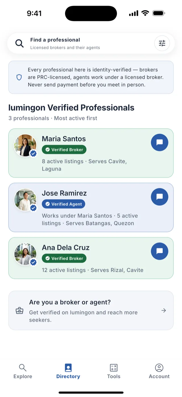 The Directory: verified brokers and agents